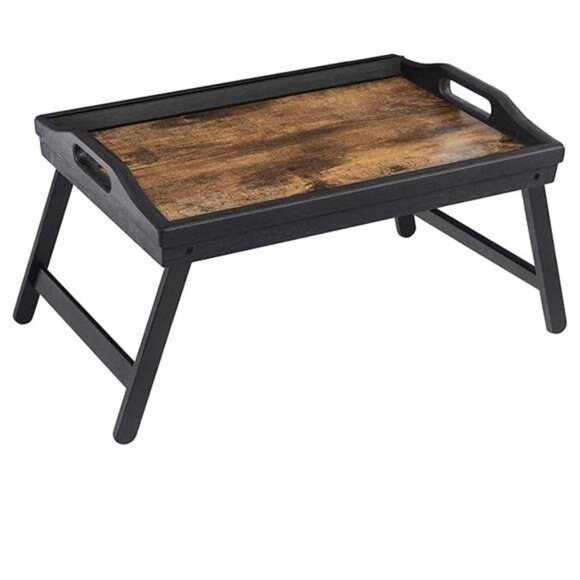 Bed Tray Table with Folding Legs Breakfast Tray Laptop Tray Sofa Tray Rustic - Picture 8 of 8